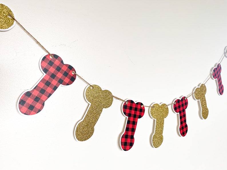 Glitter and Buffalo Plaid Penis Banner image 1