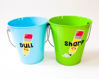 Pencil Cups-Dull and Sharp | Classroom Pencil Tins | Dull and Sharp Pencil Buckets | Classroom Pencil Management | Classroom Management
