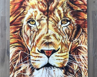 LION ART PRINT- lion decor, lion wall art, lion art print, lion painting, fine art print, modern animal art print, lion lover, lion gift