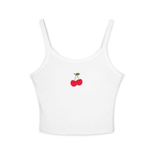 Cute Cherry Tank Top, Summer Fashion, Casual Wear, Women&#39;s Crop Top, Gift for Her, Vacation Outfit, Trendy Apparel
