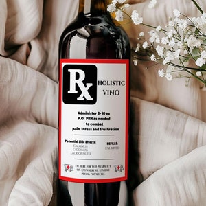 Funny Wine &#39;Prescription&#39; Labels, Feel Better Wine Labels, Surgery Recovery Gift Idea, Thinking of You Wine Labels, Instant Download
