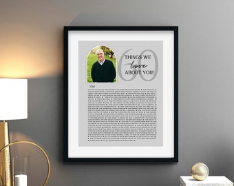 Personalized Photo Things We Love About You Birthday Print, Any Age, Personalized Birthday Print, Milestone Birthday, Digital File