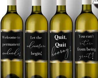 EDITABLE Retirement Gift Printable Wine Label INSTANT - Etsy Canada