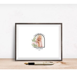Personalisierte Foto Ruhestand Party Unterschrift Zeichen, Blumenrahmen Ruhestand Geschenk, Individuell druckbar, Gästebuch Alternative, digitale Datei