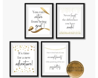 Retirement Party Prints, Gold and White Theme, Man or Woman, Instant Download, DIGITAL FILES Only