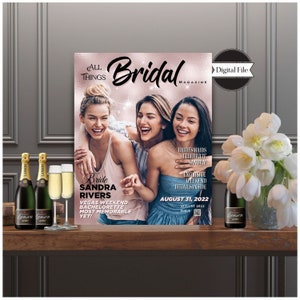 Póster fotográfico estilo revista personalizado para todo lo relacionado con la novia, imprimible, oro rosa, póster de revista, impresión de fiesta, ARCHIVO DIGITAL