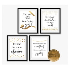 Retirement Party Prints, Gold and White Theme, Man or Woman, Instant Download, DIGITAL FILES Only