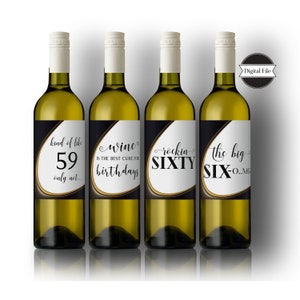 60th Birthday Wine Labels, Funny Wine Labels, Party Decorations, Birthday Wine Stickers, DIY Wine Labels,Instant Download, DIGITAL FILE Only