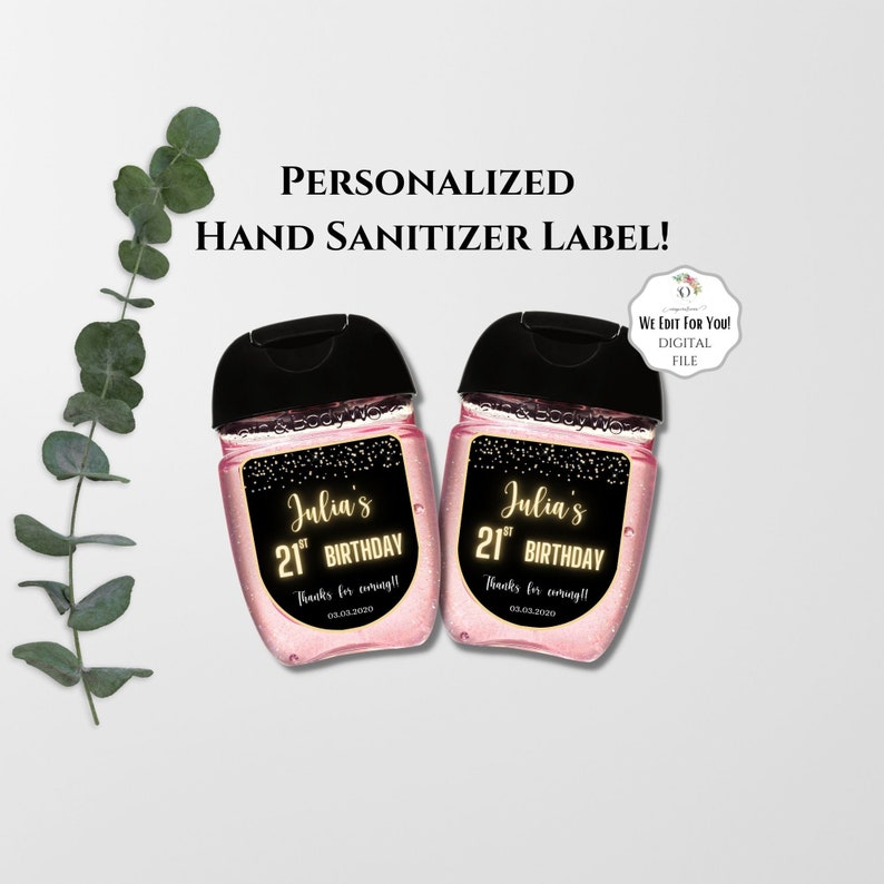 Personalized Mini Hand Sanitizer Labels Birthday Favor Etsy