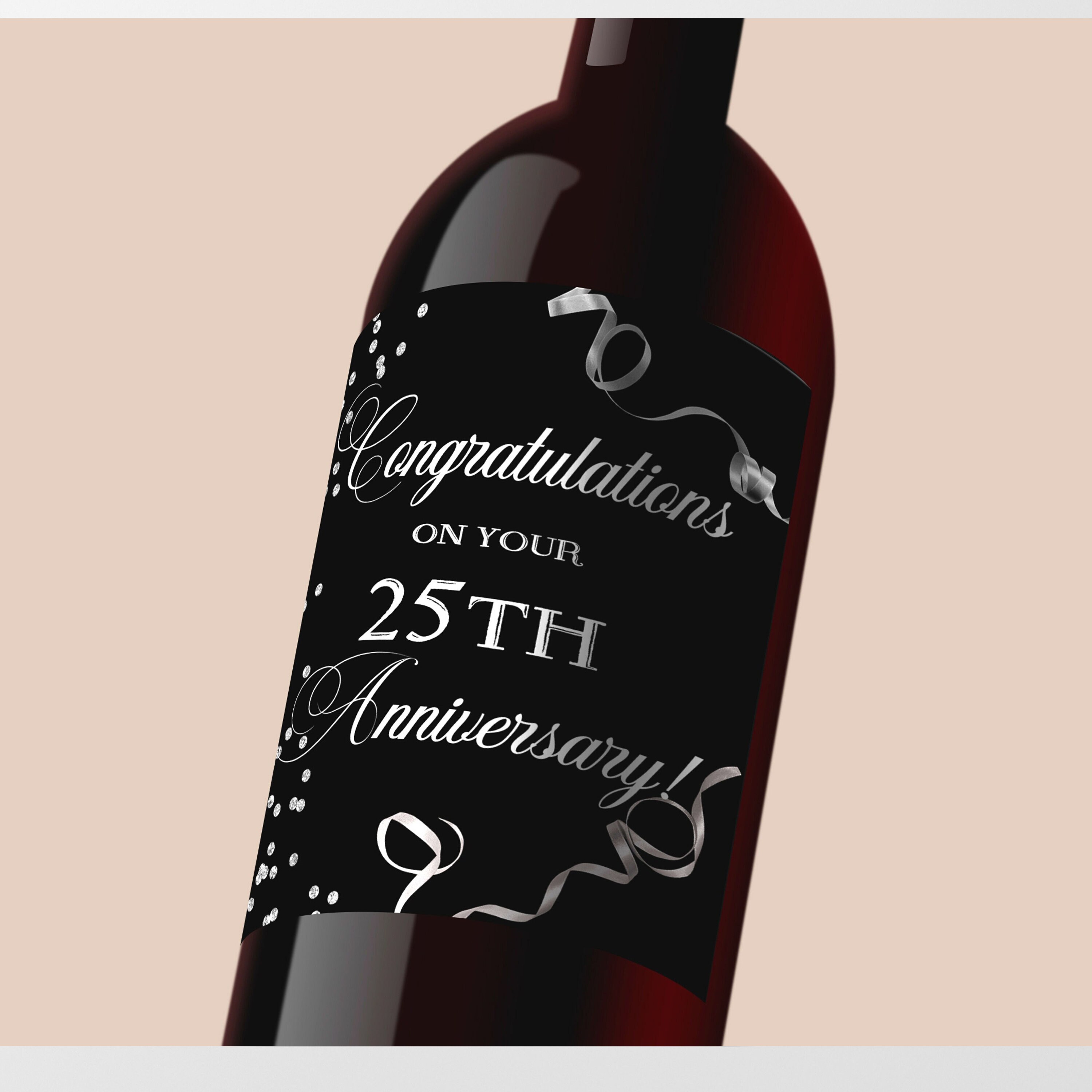 25th Anniversary Wine Labels Printable Wine Labels DIY Wine Etsy