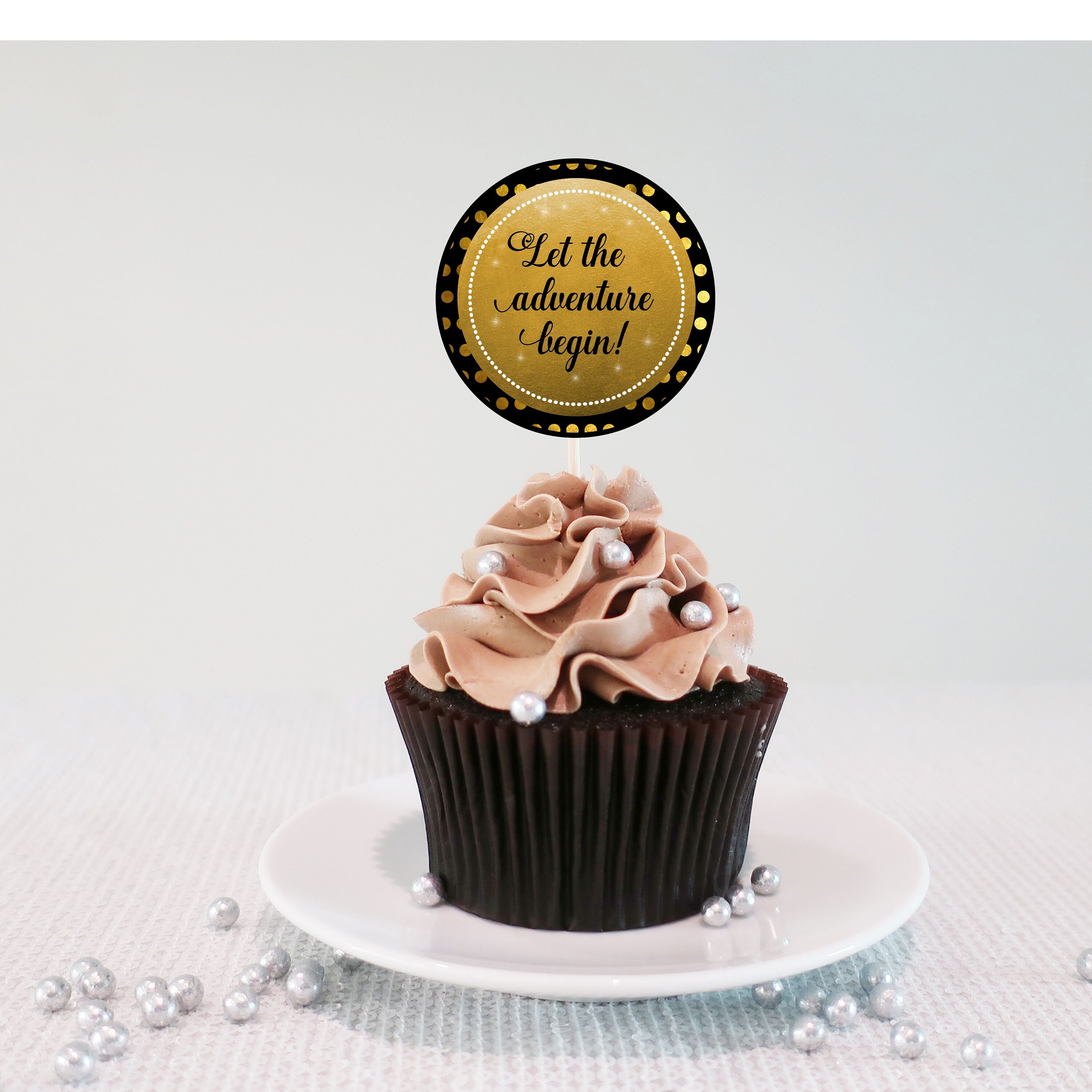 Retirement Cupcake Toppers Retirement Party Supplies Gold Etsy