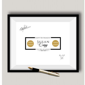 Personalized Signature Retirement Print, Your Work Symbol, Logo or Title, Retirement Keepsake, Guestbook Alternative,Digital File