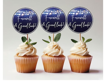 Farewell and Good Luck Cupcake Toppers, Gift Favour Tags, Congratulations Decorations, Party Supplies, Party Decor, Instant Download