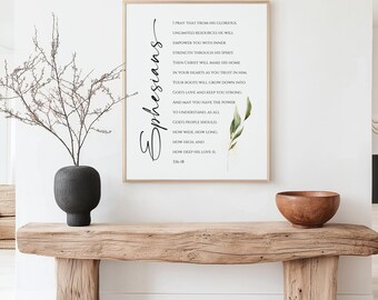 Ephesians 3:16-18 Printable Wall Art, Bible Verse Poster for Christians, Minimalist Scripture Art Print, Inspirational Gift