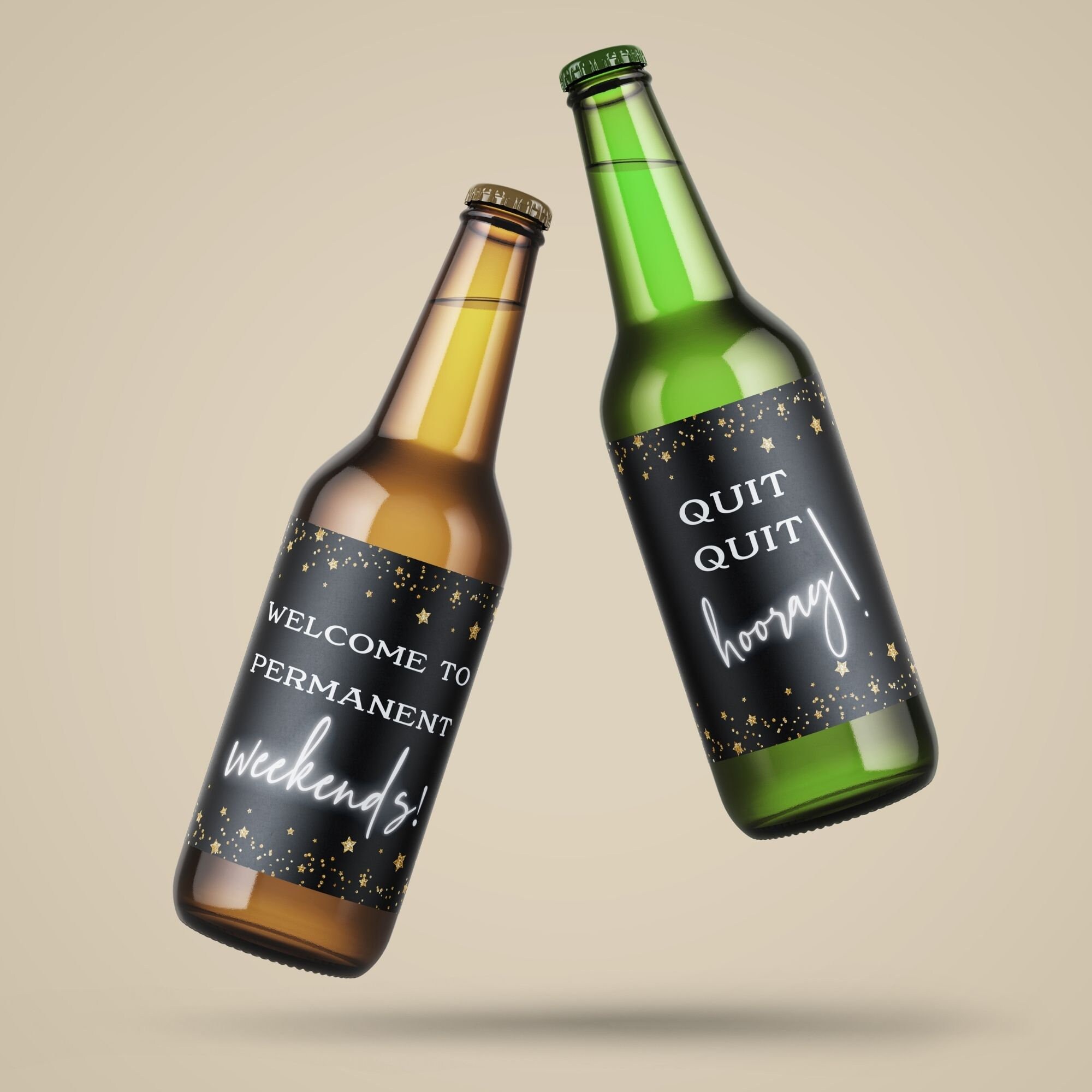 Retirement Printable Beer Labels, Funny Beer Labels, Gold and Silver ...