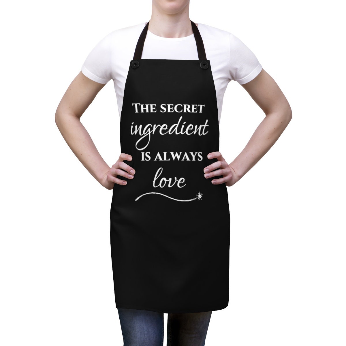 Black Kitchen Apron with Love Quote Apron for Chef Apron for Etsy