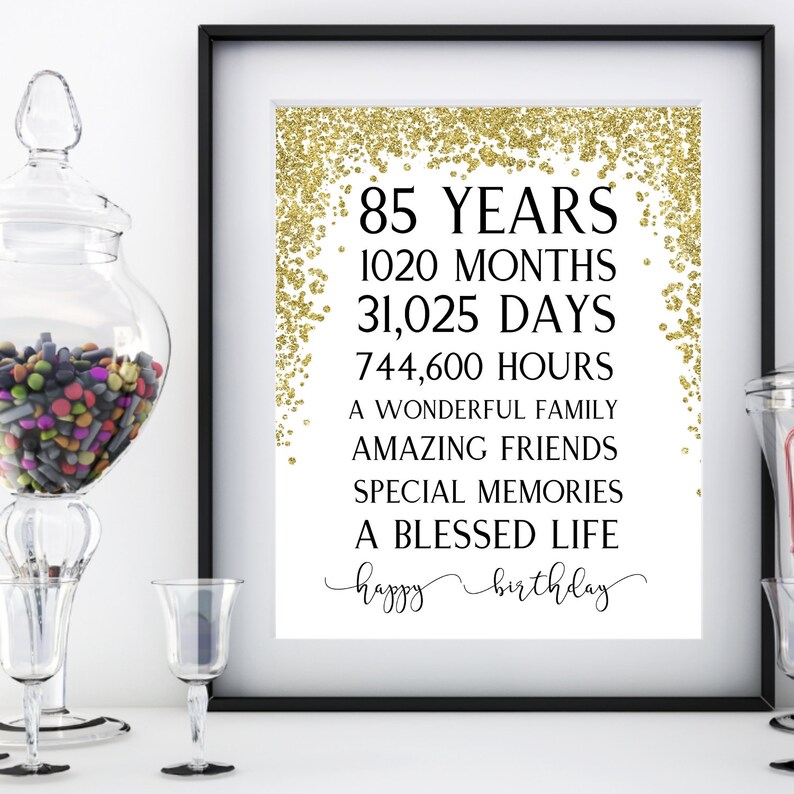 85th Birthday Party Print 85th Party Decoration Table Decor Etsy