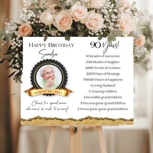 90. Geburtstag personalisierte Foto Gold Akzent Party Digitale Datei, 90. Geburtstag Druck, Benutzerdefinierte Geburtstag Print mit Bild, DIGITALE DATEI