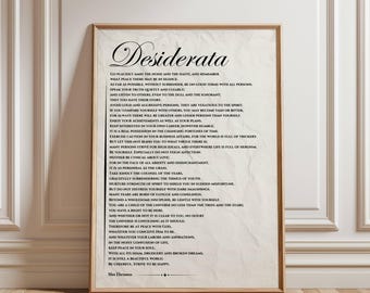 Stampa Desiderata, poesia Desiderata, stampabile da parete, citazione motivazionale di Max Erhmann, regalo di laurea, file digitale, download immediato