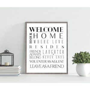 Welcome To Our Home Subway Art, Welcome Guests Print, Enter As A Guest Leave As A Friend Print, DIGITAL FILE Only, Instant Download image 1