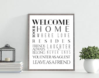Welcome To Our Home Subway Art, Welcome Guests Print, Enter As A Guest Leave As A Friend Print, DIGITAL FILE Only, Instant Download