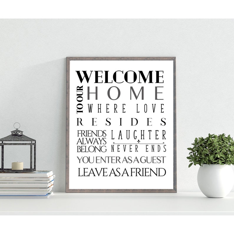 Welcome To Our Home Subway Art, Welcome Guests Print, Enter As A Guest Leave As A Friend Print, DIGITAL FILE Only, Instant Download image 1