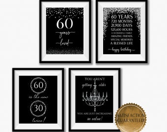 60th Birthday Party Prints Decorations Printables 60 Years | Etsy