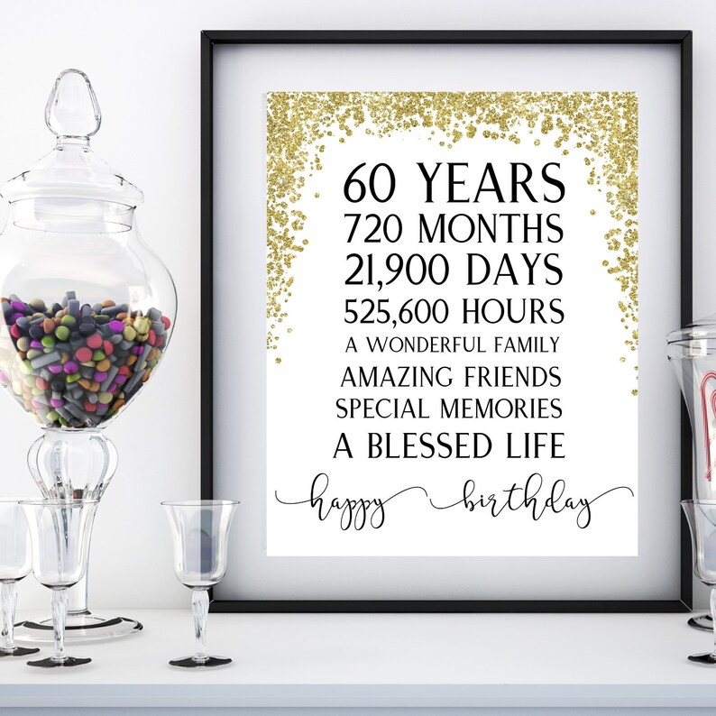 60th Birthday Party Prints Decorations Printables 60 Years - Etsy