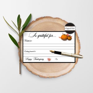 Thanksgiving Dankbar Tischkarten, 'I Am Grateful For' Karten, Danksagungs-Wunschkarten, Instant Download