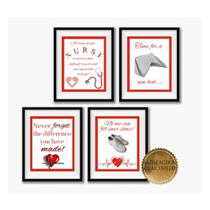 Nurse Retirement Party Printable Set, Red and White Theme, Instant Download