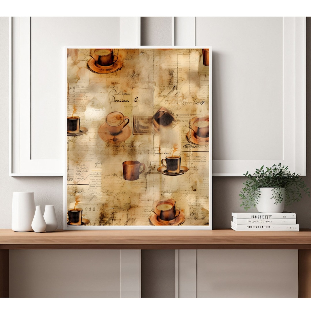 Antique Vintage Look Coffee Printable, Kitchen Print, Rustic Farmhouse ...