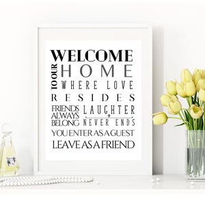 Welcome To Our Home Subway Art, Welcome Guests Print, Enter As A Guest Leave As A Friend Print, DIGITAL FILE Only, Instant Download image 3