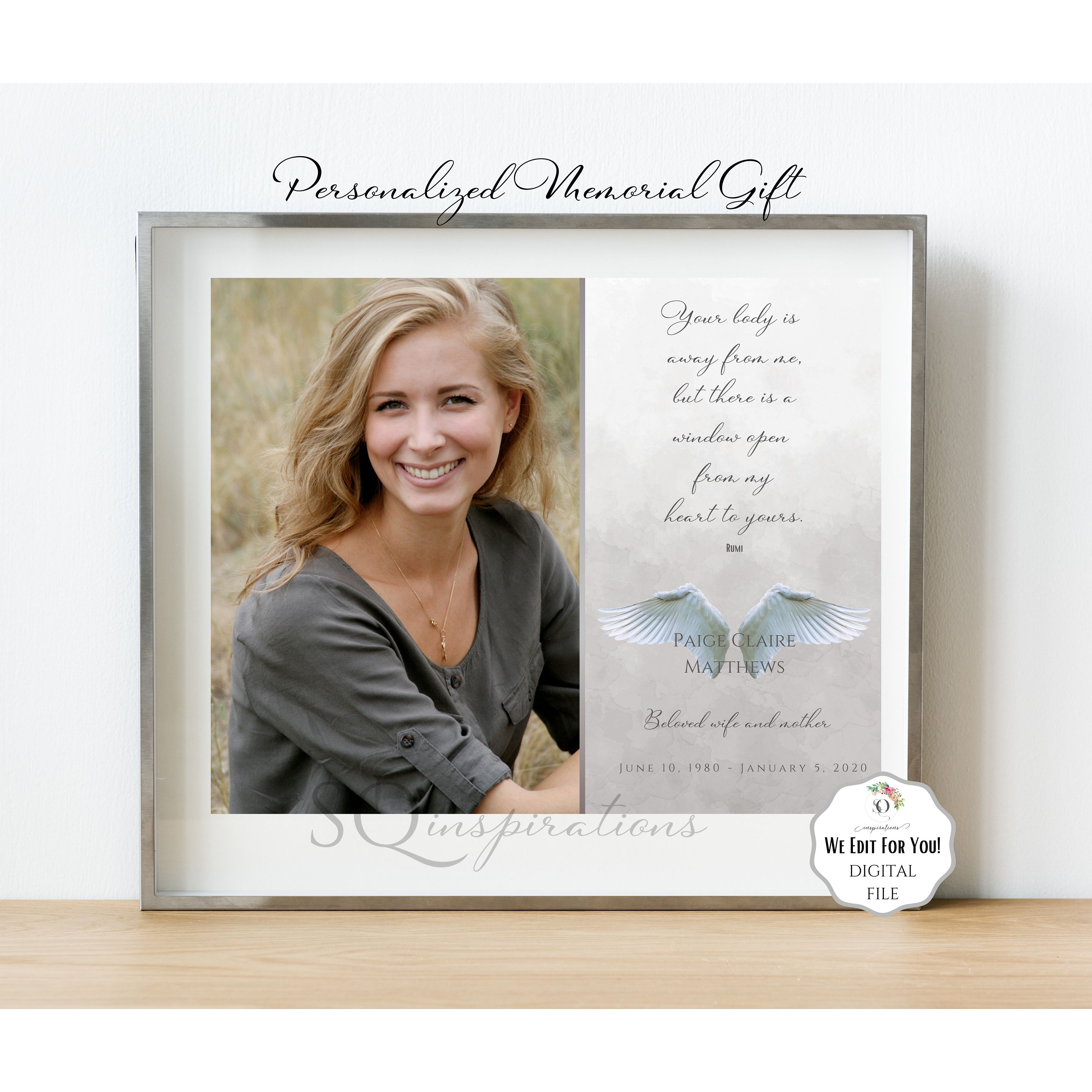 Memorial Gift Personalized Photo Sympathy Gift Print Custom Etsy