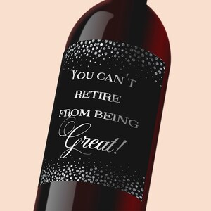 Retirement Wine Labels, Wine Stickers, Black and Silver Retirement ...