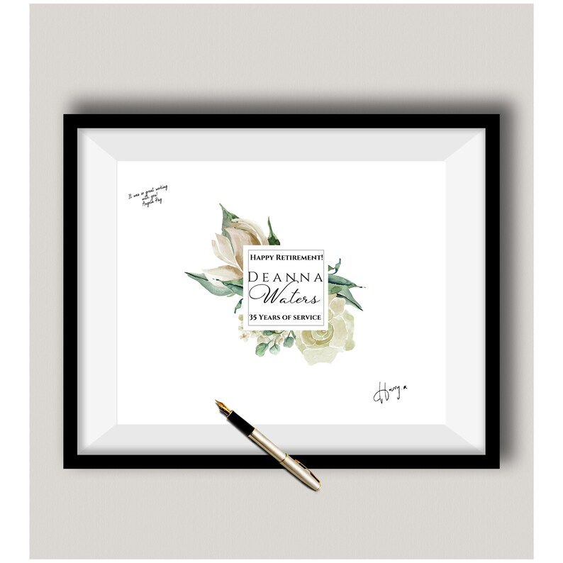 Personalized Retirement Party Signature Poster Floral Frame Etsy