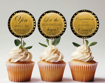 Goldene Cupcake-Topper Für Thanksgiving - 24 Stück, 4 Designs, Mit Zahnstochern, Für Party-Deko