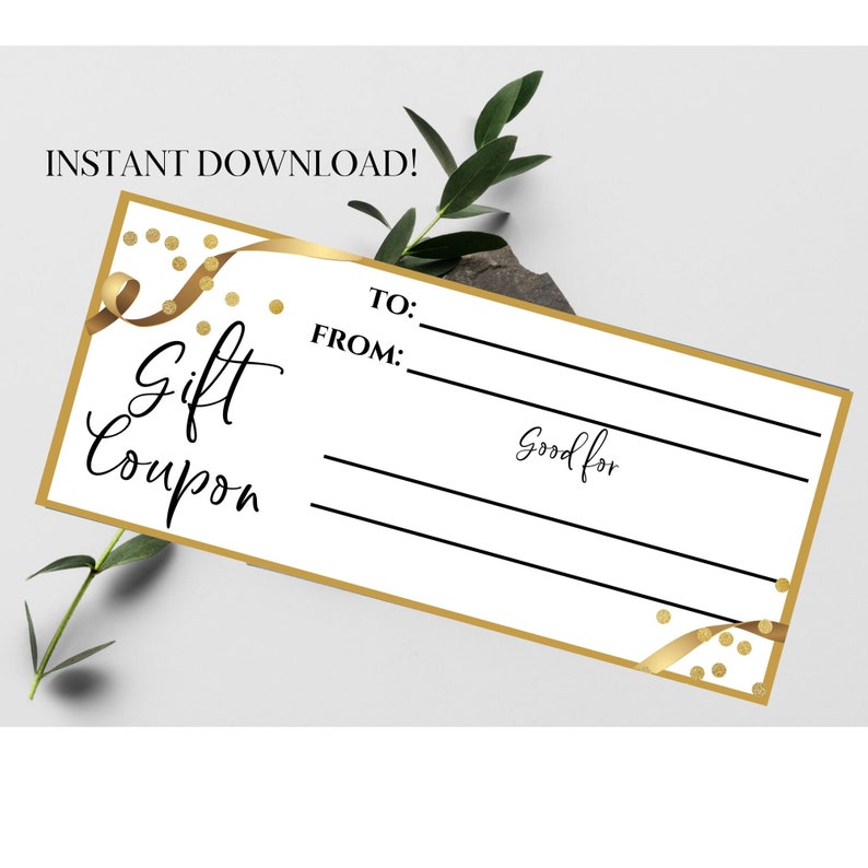 Gift Coupon IOU Card Gift Voucher Gold Gift Coupon Cards | Etsy