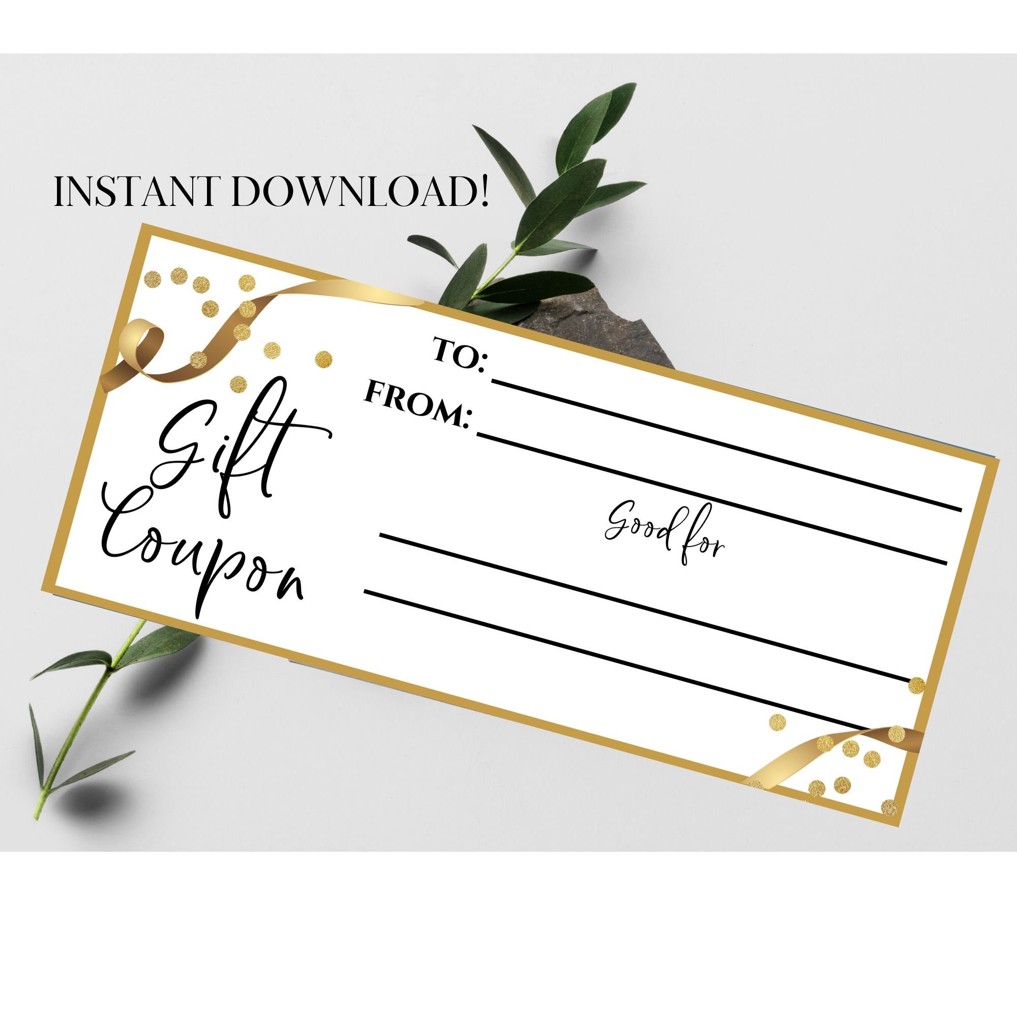 Gift Coupon IOU Card Gift Voucher Gold Gift Coupon Cards | Etsy
