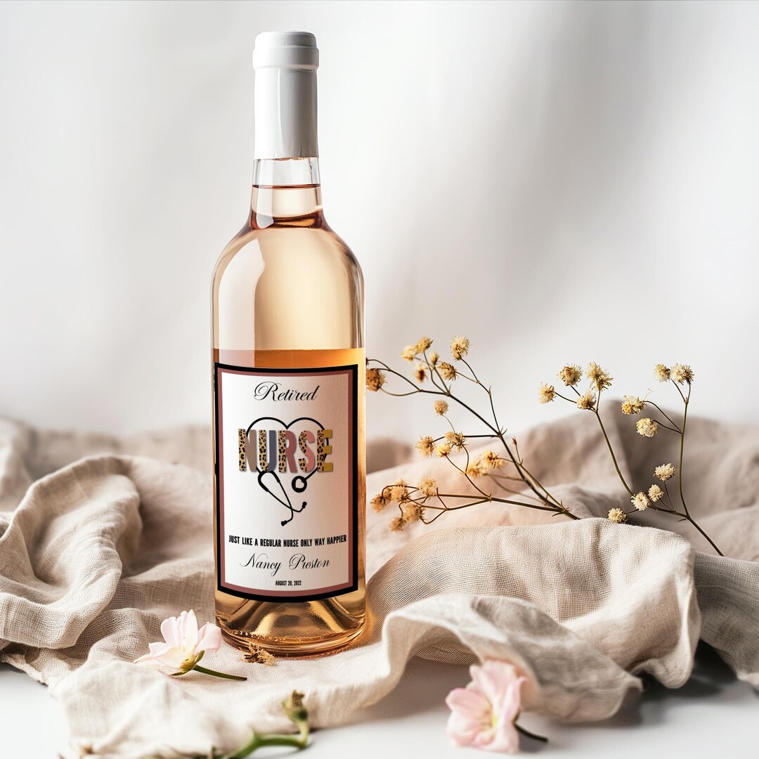Personalized Retirement for Nurse Wine Label Printable, Retirement Wine ...