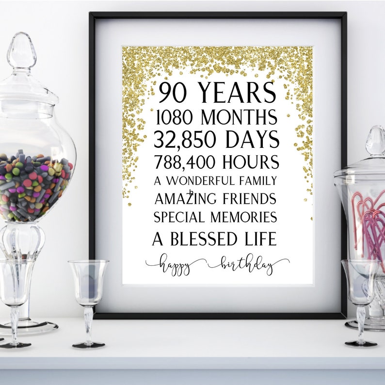 90th Birthday Party Print 90th Party Decoration Table Decor Etsy