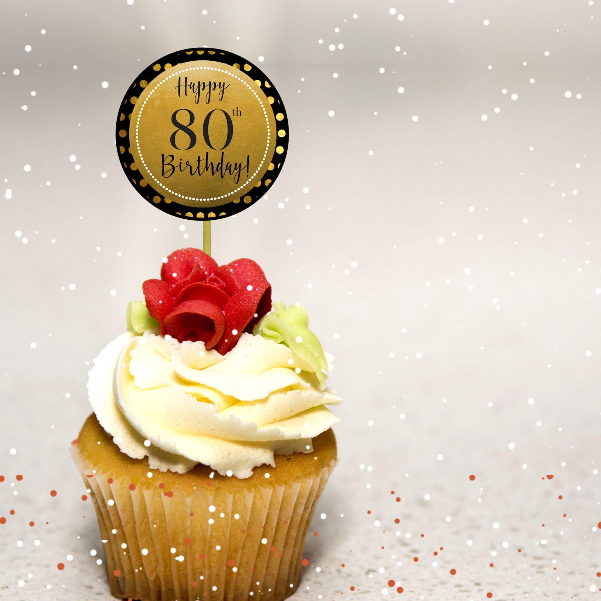 80th Birthday Printable Cupcake Toppers Birthday Decorations - Etsy