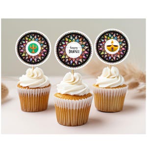 Happy Diwali Cupcake Topper Printable, Diwali Festival,  Happy Diwali Tag, Festival of Lights, Instant Download
