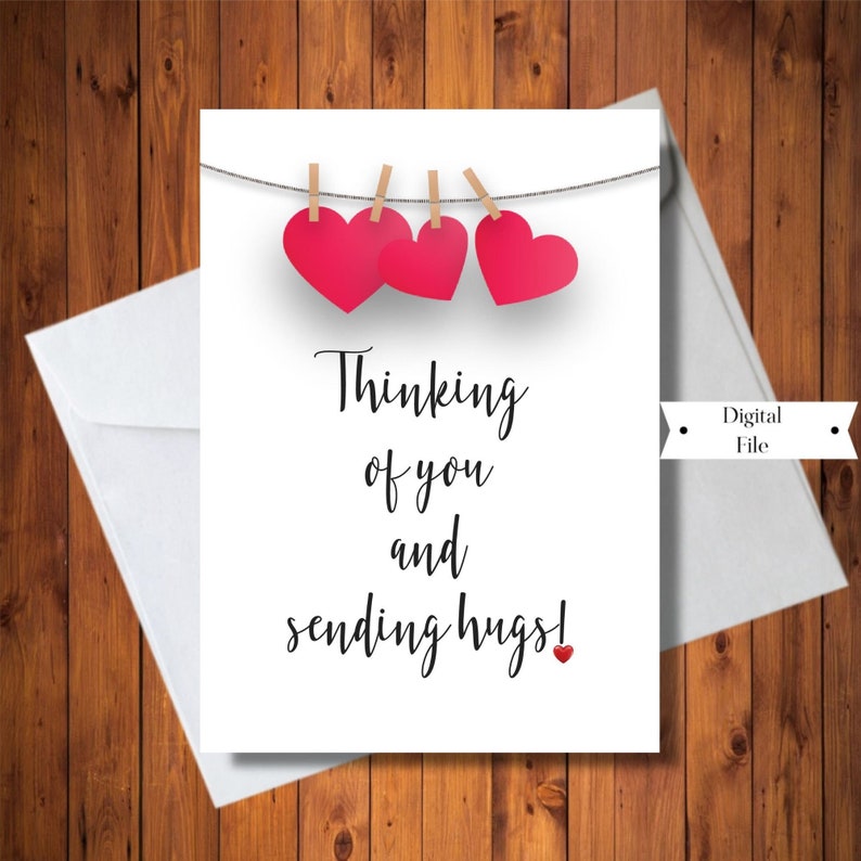 Thinking of You Card Sending Hugs Card Hang in There Card | Etsy