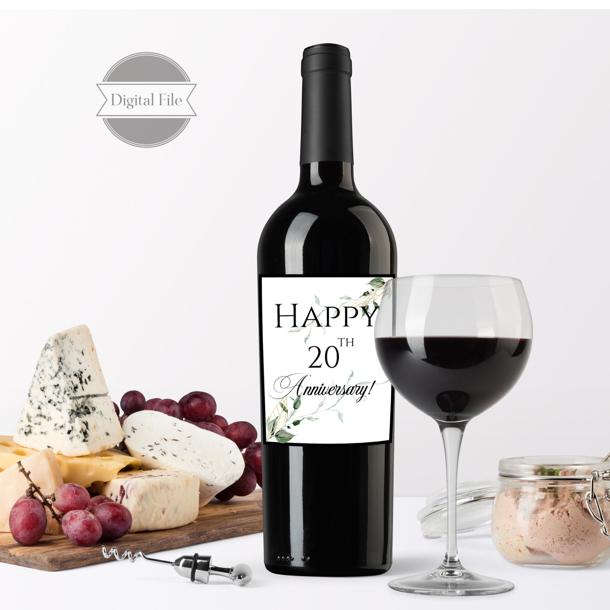 20th Anniversary Wine Labels Wine Stickers Printable Wine | Etsy