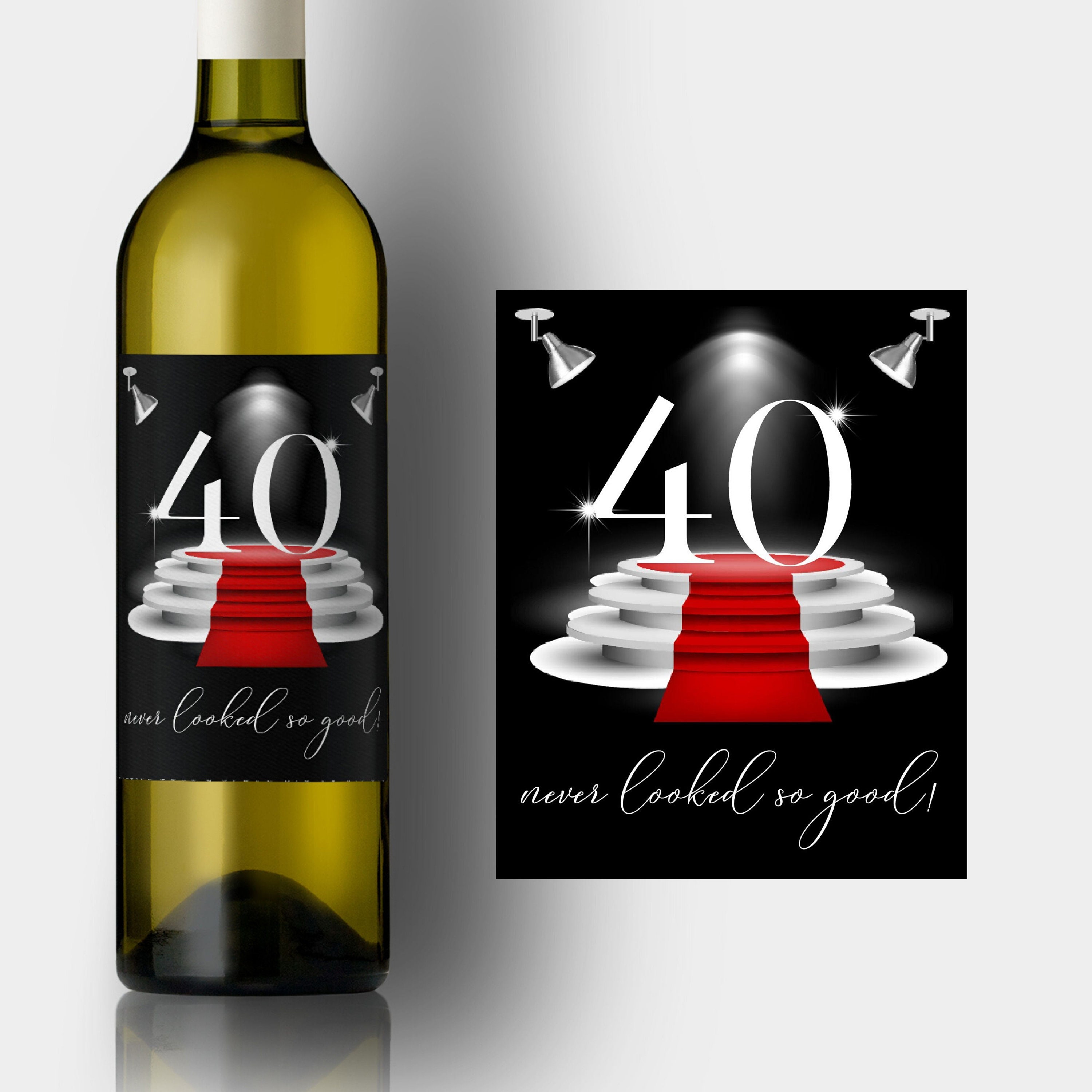40th Birthday Wine Labels 40th Birthday Gift Printable Etsy
