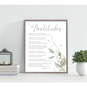The Beatitudes Printable, Matthew 5:3-10 Bible Verse Print, Christian Scripture,Inspirational Print,Digital File, INSTANT DOWNLOAD, GGSS