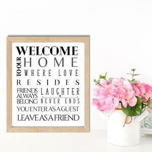 Welcome To Our Home Subway Art, Welcome Guests Print, Enter As A Guest Leave As A Friend Print, DIGITAL FILE Only, Instant Download image 4