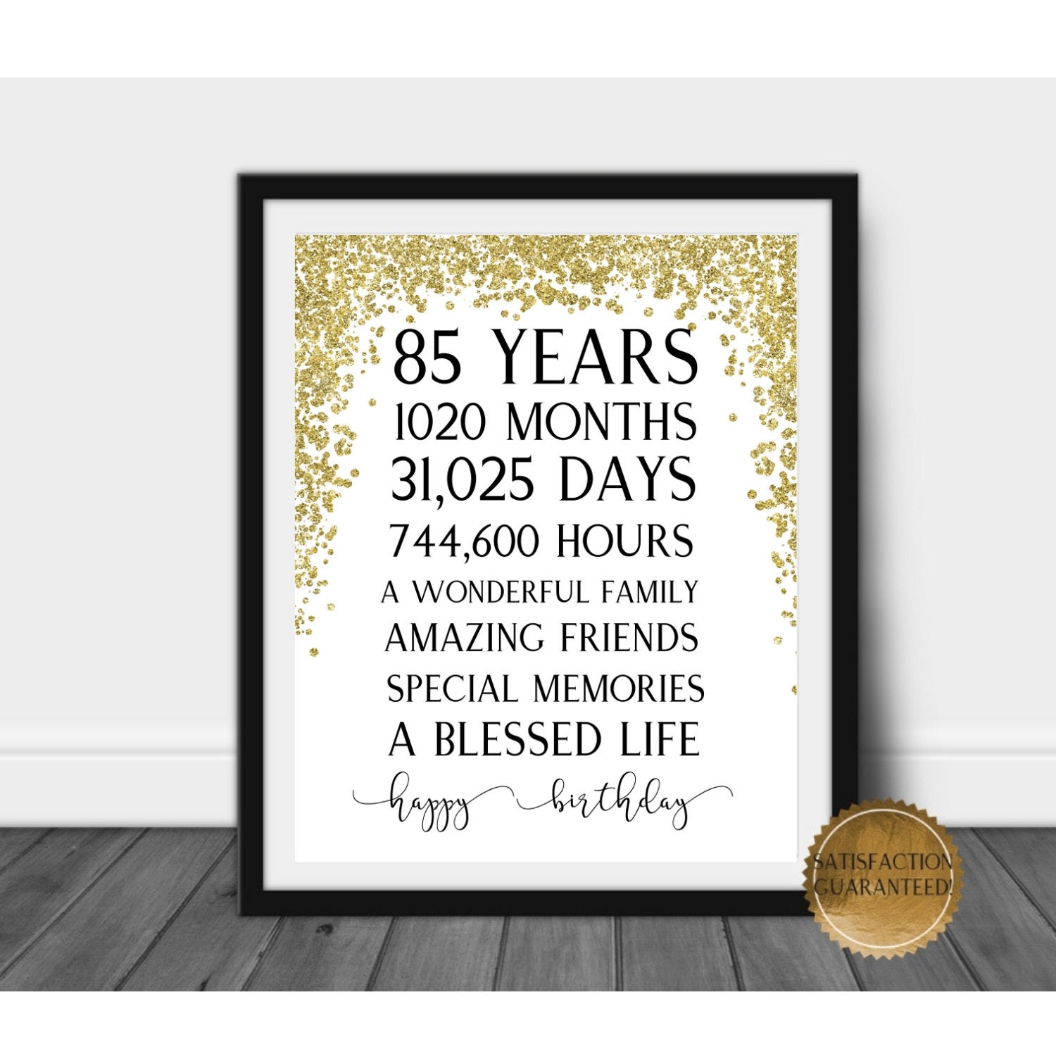 LINGTEER 85 Years Blessed Black and Gold Glitter Bunting Banner 85 Years Old Happy 85th Birthday Anniversary Party Decorations. LINGTEER 85 Years Blessed Black and Gold Glitter Bunting Banner 85 Years Old Happy 85th Birthday Anniversary Party Decorations.