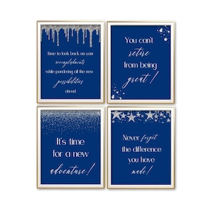 Retirement Party Printable Set, Blue and Silver Theme, Digital Instant Download