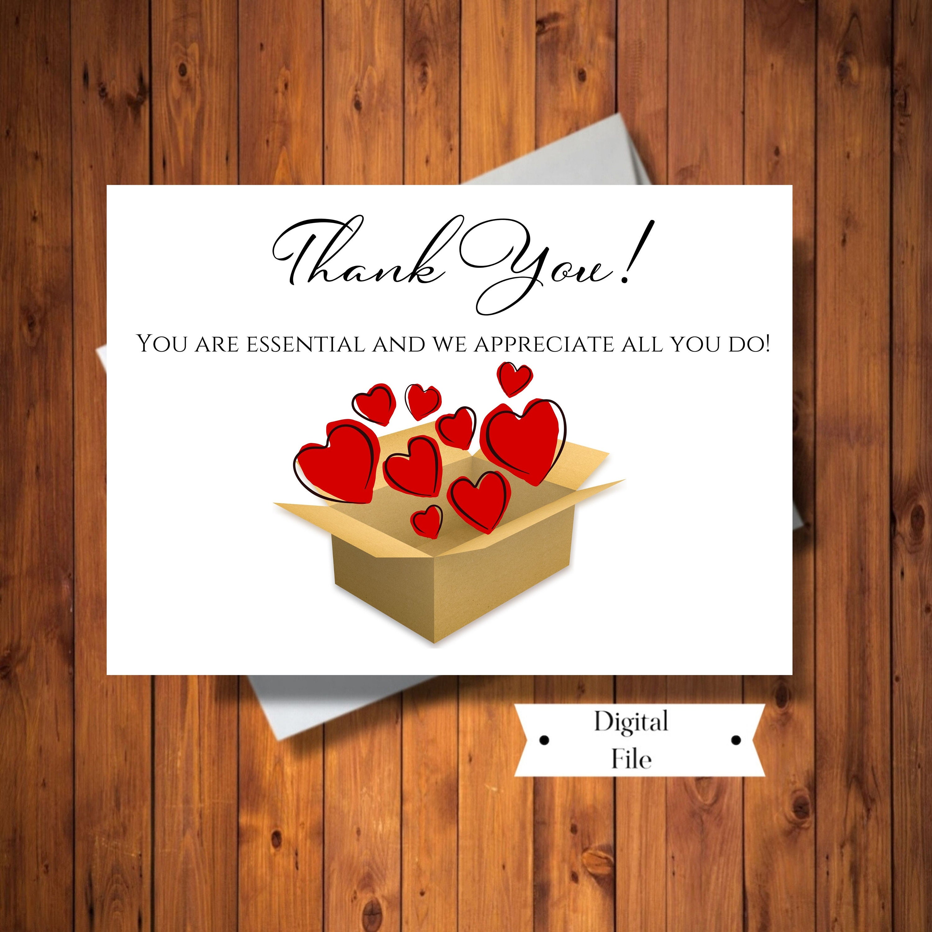 Thank You Card Essential Worker Thank you Card Digital File Etsy